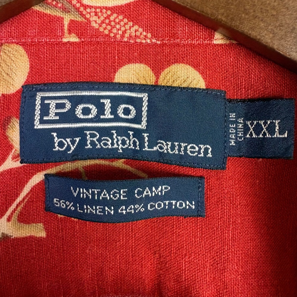 Polo Ralph Lauren Vintage Camp Shirt Mens Xxl Red Flo… - Gem